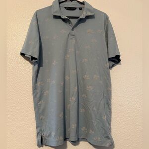 Travis Mathew Light Blue Polo with Subtle Pattern